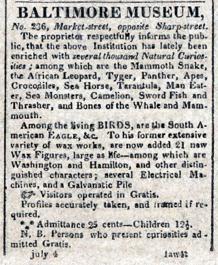 American Commercial and Daily Advertiser, July 4, 1814. Maryland State Archives SC3392